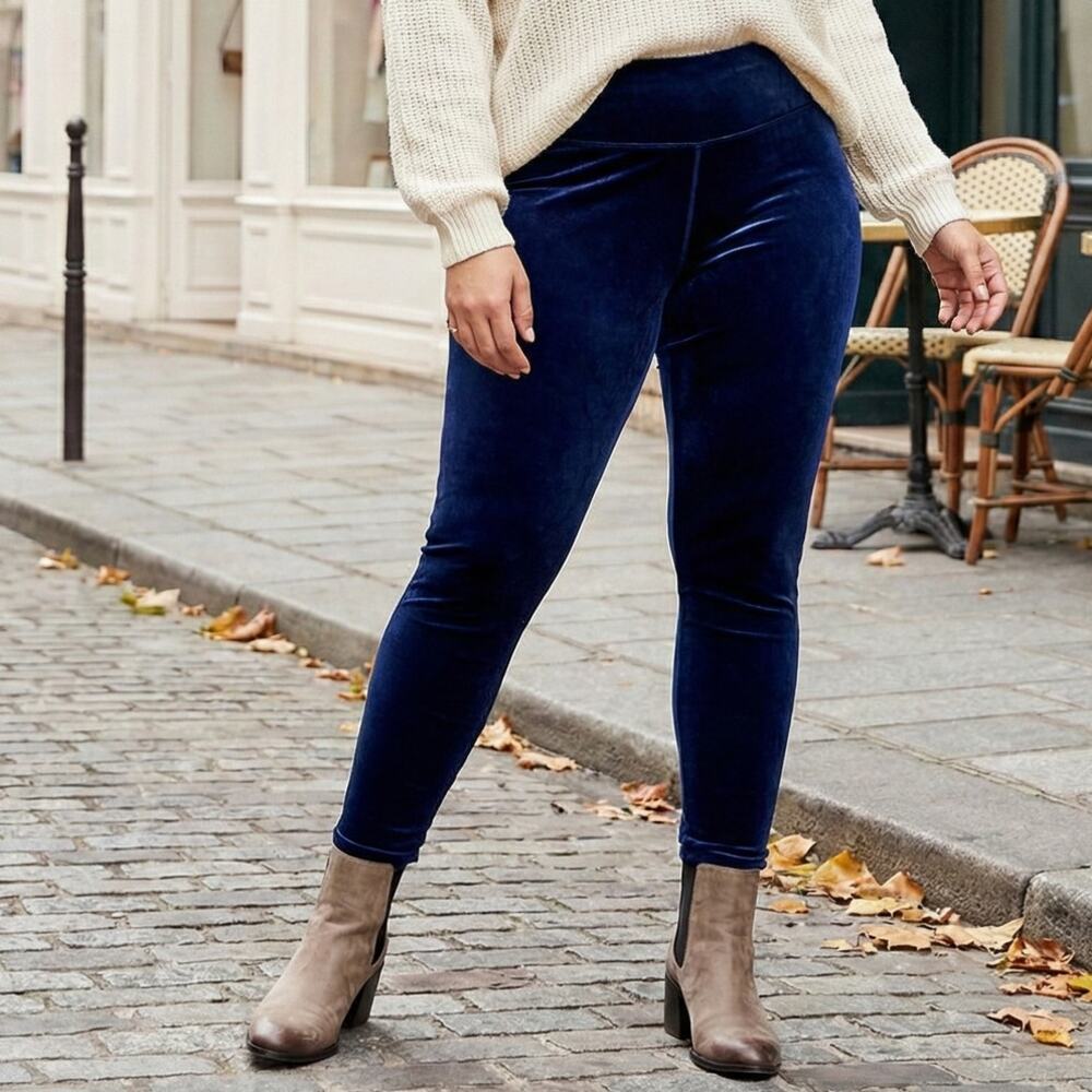 Athleta Elation velvet tight XL Blue highrise leggings lounge casual gym workout